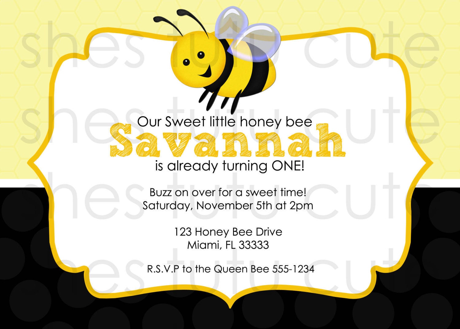 Our Sweet Little Honey Bee Birthday Invitation Digital File YOU-PRINT Il_170x135