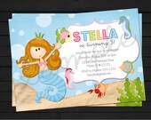 Under the Sea Little Mermaid Birthday Invitation Digital File YOU-PRINT Il_170x135