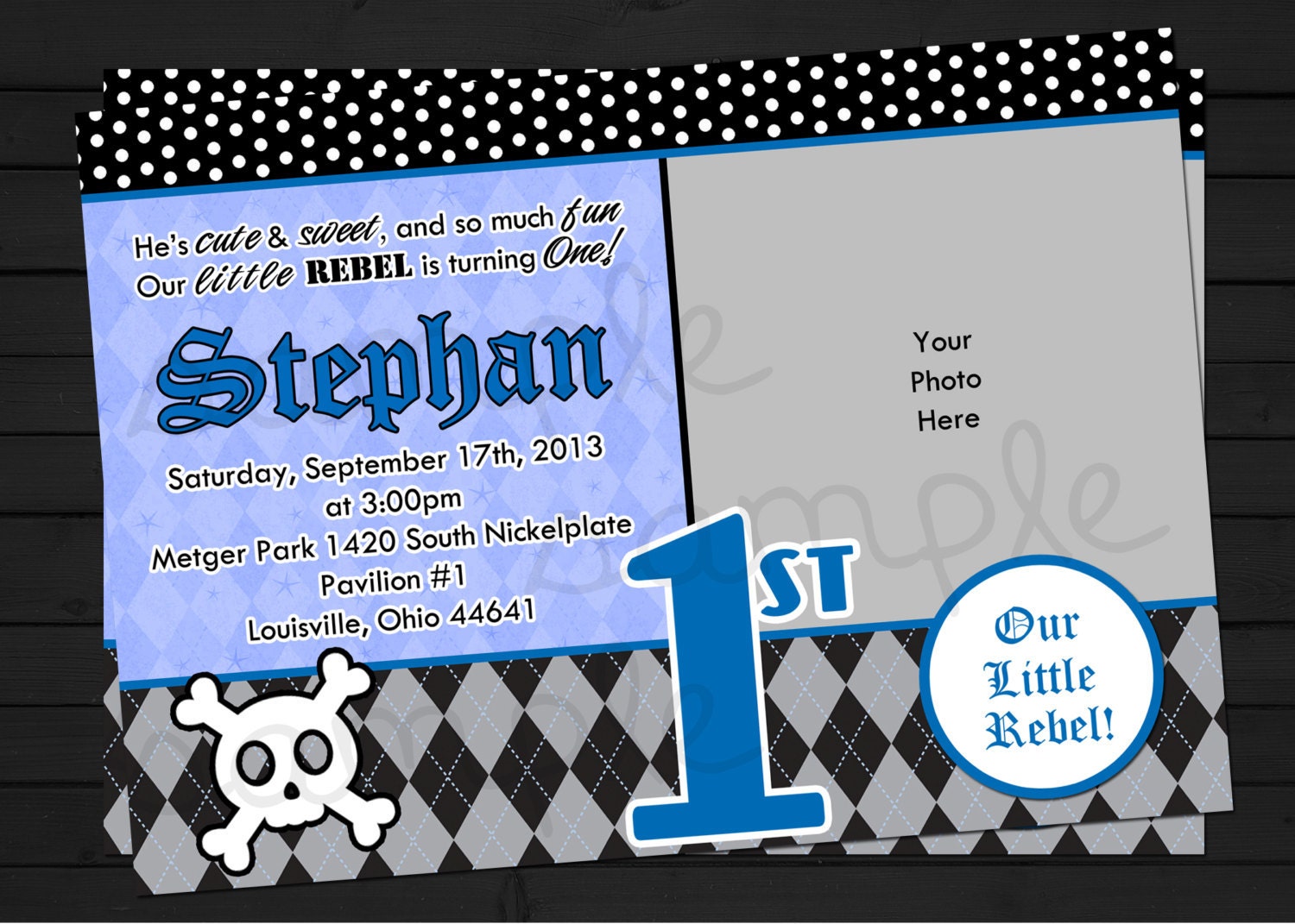 Little Rebel Punk Rock Birthday Invitation Digital File YOU-PRINT Il_170x135