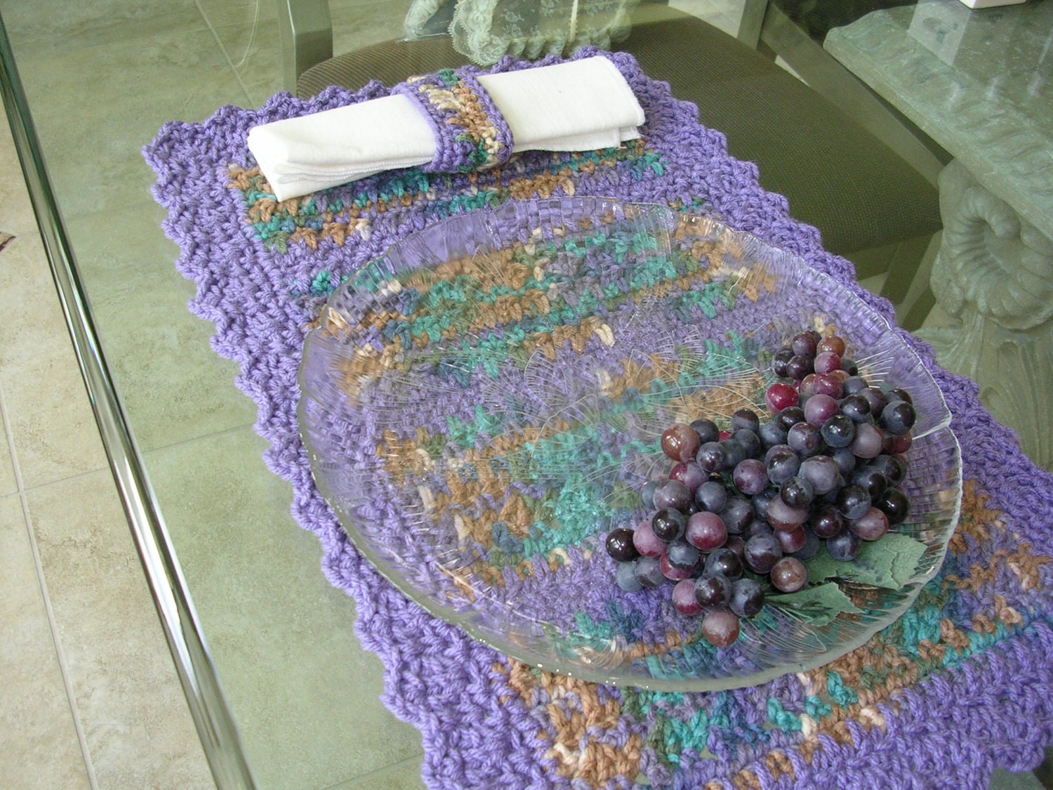 Placemats - Crocheted Purple Mix Set of 4