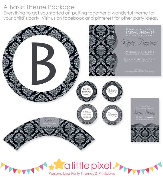 Damask Party Theme Basic Package - Personalized Printable Il_570xn