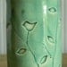 Jade Green Bird in a Tree Stoneware Vase