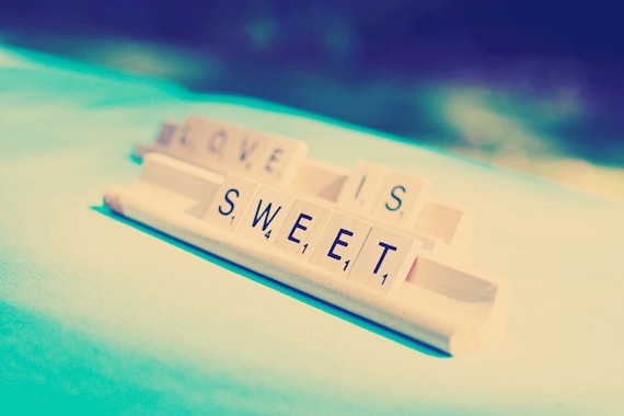 Love is Sweet // Wedding Saying // Scrabble Sign // Dessert Table Decoration // Wedding Photo Prop
