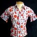 70s S 14 1/2" JC Penney Towncraft Men's Disco/Atomic S/S Red/White Shirt Tapered