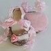 Baby Girl Shoes, Mocha Lace over Pink Satin with Rose Buds, Baby Souls Couture Baby Shoes - Petit Four Collection, Toddler sizes too