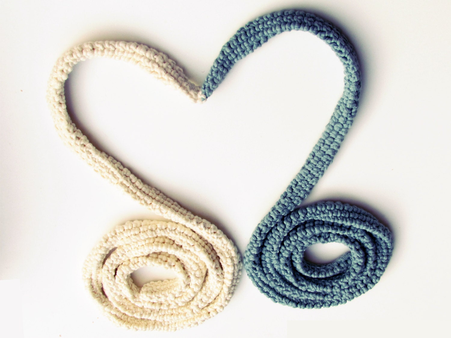 Skinny scarf - Crochet jewelry - extra long necklace - pastel colors - Cream and light blue - mother day gift