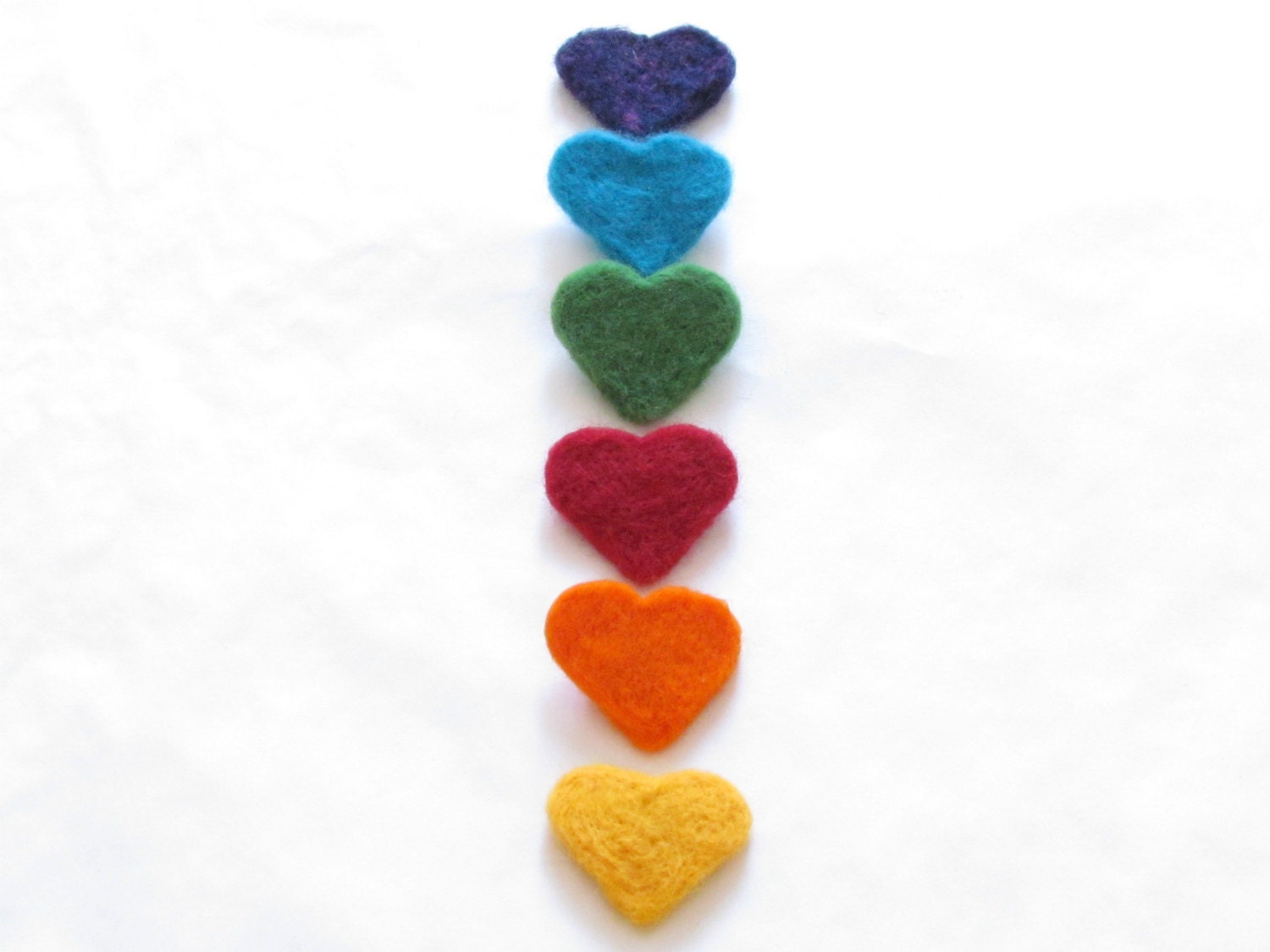 Rainbow Brooch needle felt hearts - party favor - bright colors CHOOSE ONE