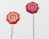 Ombre Crochet flowers / garland or embellishment / pink and red / set of two