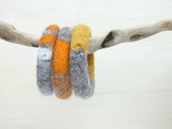 Felted chunky bangles - eco-friendly - mothers day - organic wool - soft accessories - CHOOSE ONE