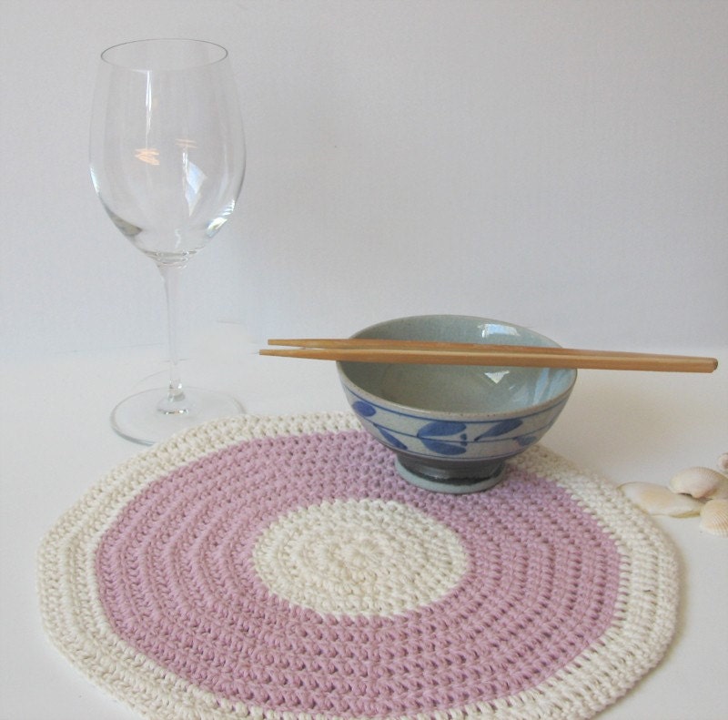 Pink hemp placemat - Romantic cottage style - Dusty pink and cream white - Coupon "SPECIAL" - 15% OFF