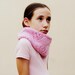 Girl Cowl Pink heart lace / Sweet Knitted Cowl / Merino Wool Handmade / Cotton candy pastel rose blush children