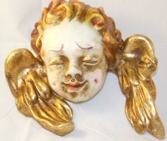 Cherub Angel with Gold Wings Venetian Mask