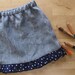On sale. Toddler skirt, blue denim linen and polka dots volant. So lovely and charming, great for summer. Size 2T.
