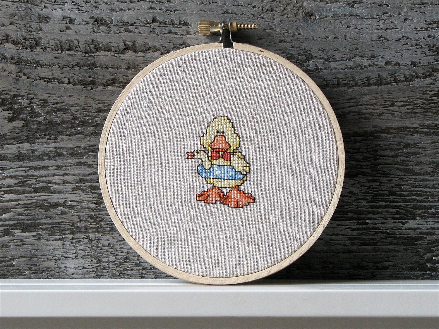 Cross stitch kit - Baby Quackers (includes pattern, fabric, needles, hoop)