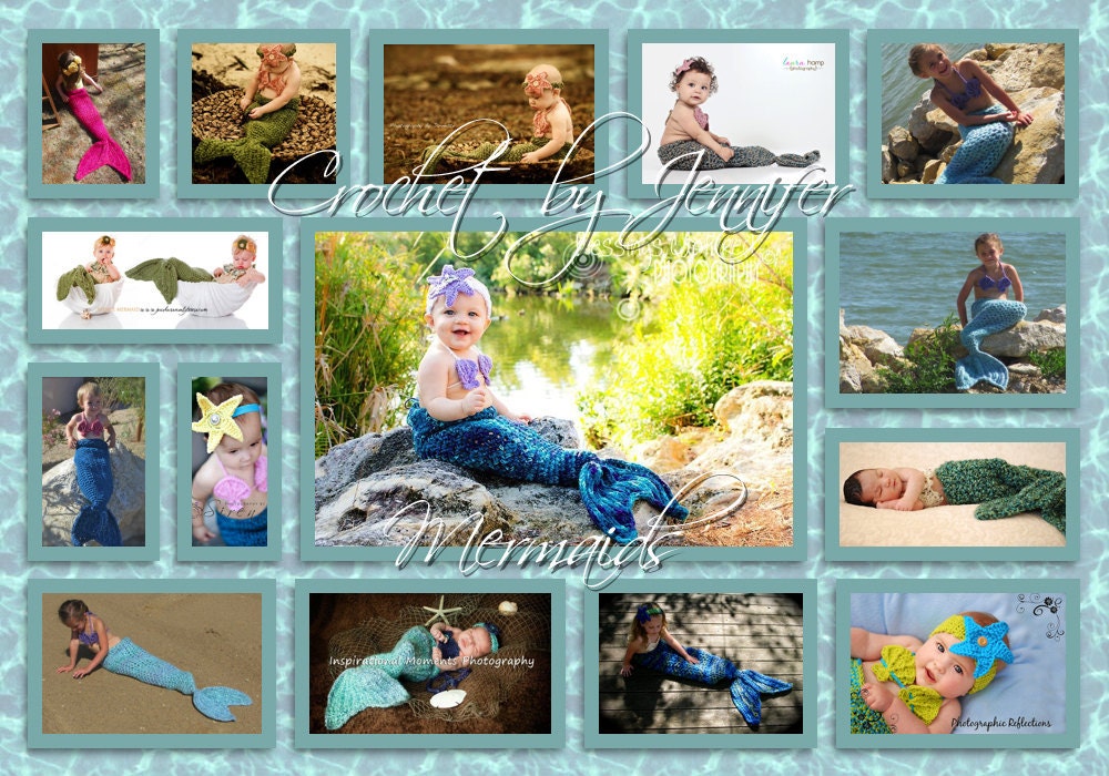 Set of 3 Crochet Patterns for Mermaid Tail, Headband, and Shell Bikini Top Photography Props - Welcome to sell finished items