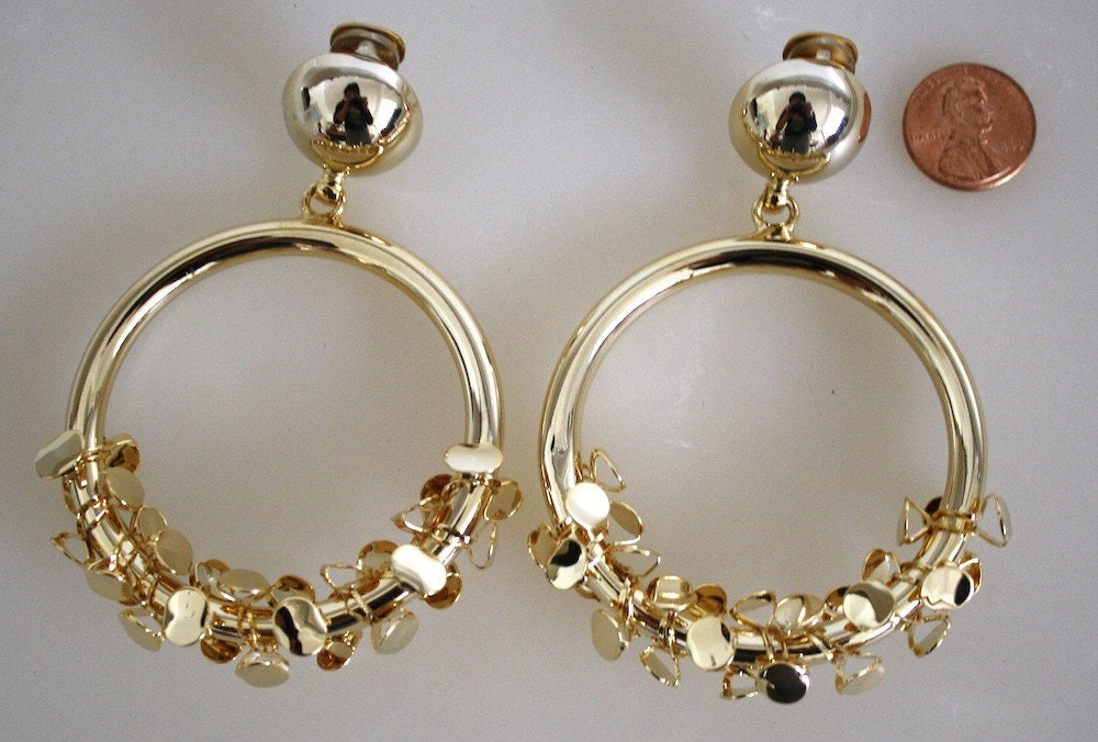Party Hoop - Large Clip Earrings - Vintage