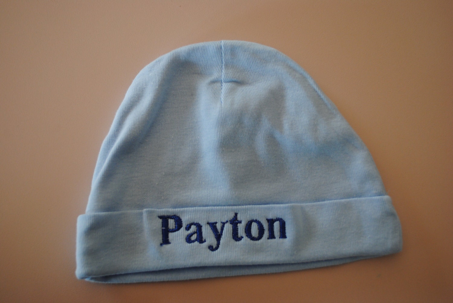 Personalized Mongrammed Embroidered Beanie Cap Hat New Born Baby Girl or Boy