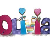Girl nursery letters six wood letters personalized wood letters childrens room decor custom wood letters hand painted nursery decor