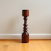 SALE Vintage Modern Tall Pillar Candle Holder Black Walnut Hand Turned Floor Standing