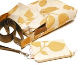Cross Body Bag and purse Shoulderbag Mustard and beige