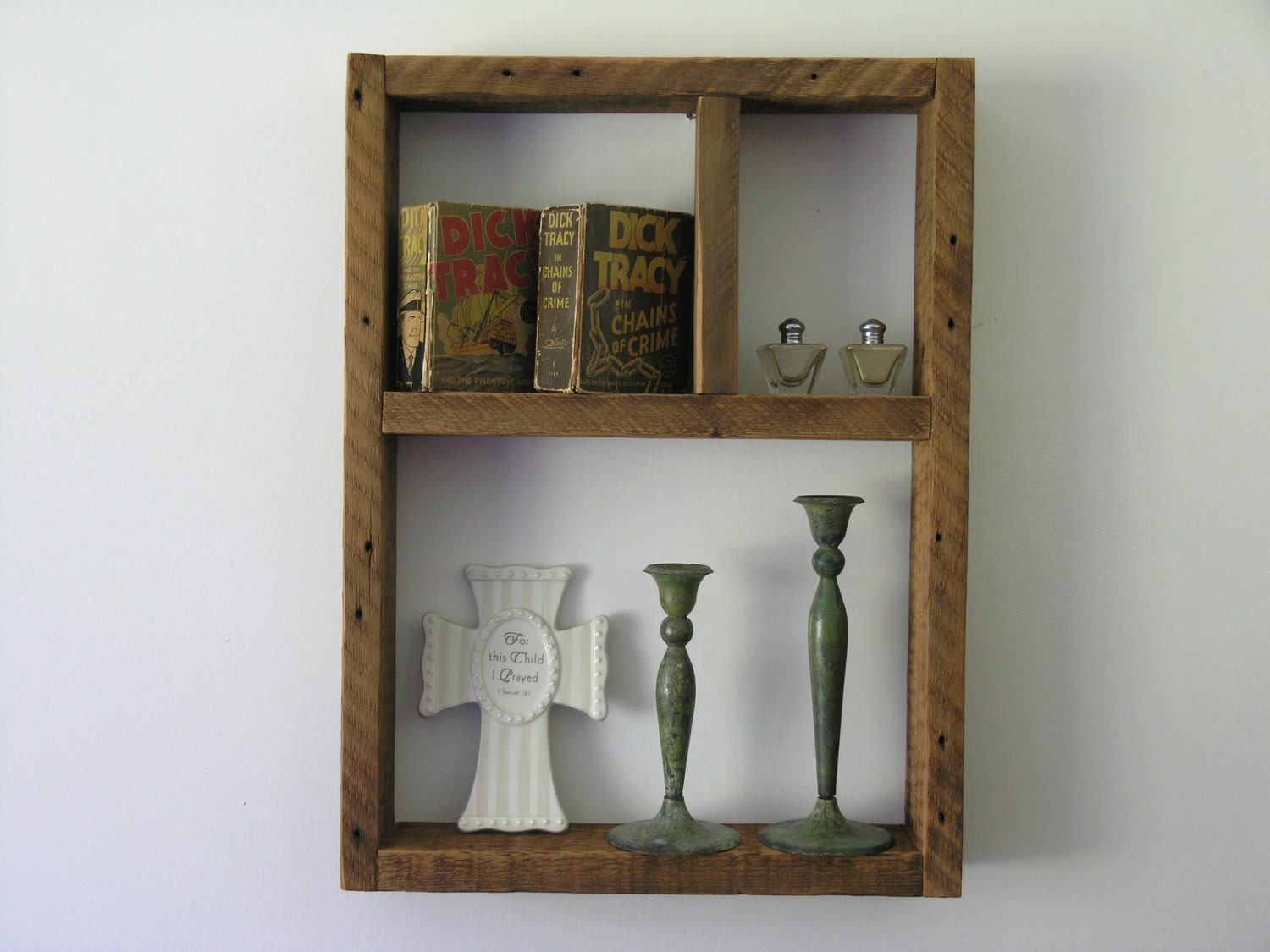 Natural Rustic Wood Shadow Box Shelf made with reclaimed Humboldt Milling Company Old Growth Lumber