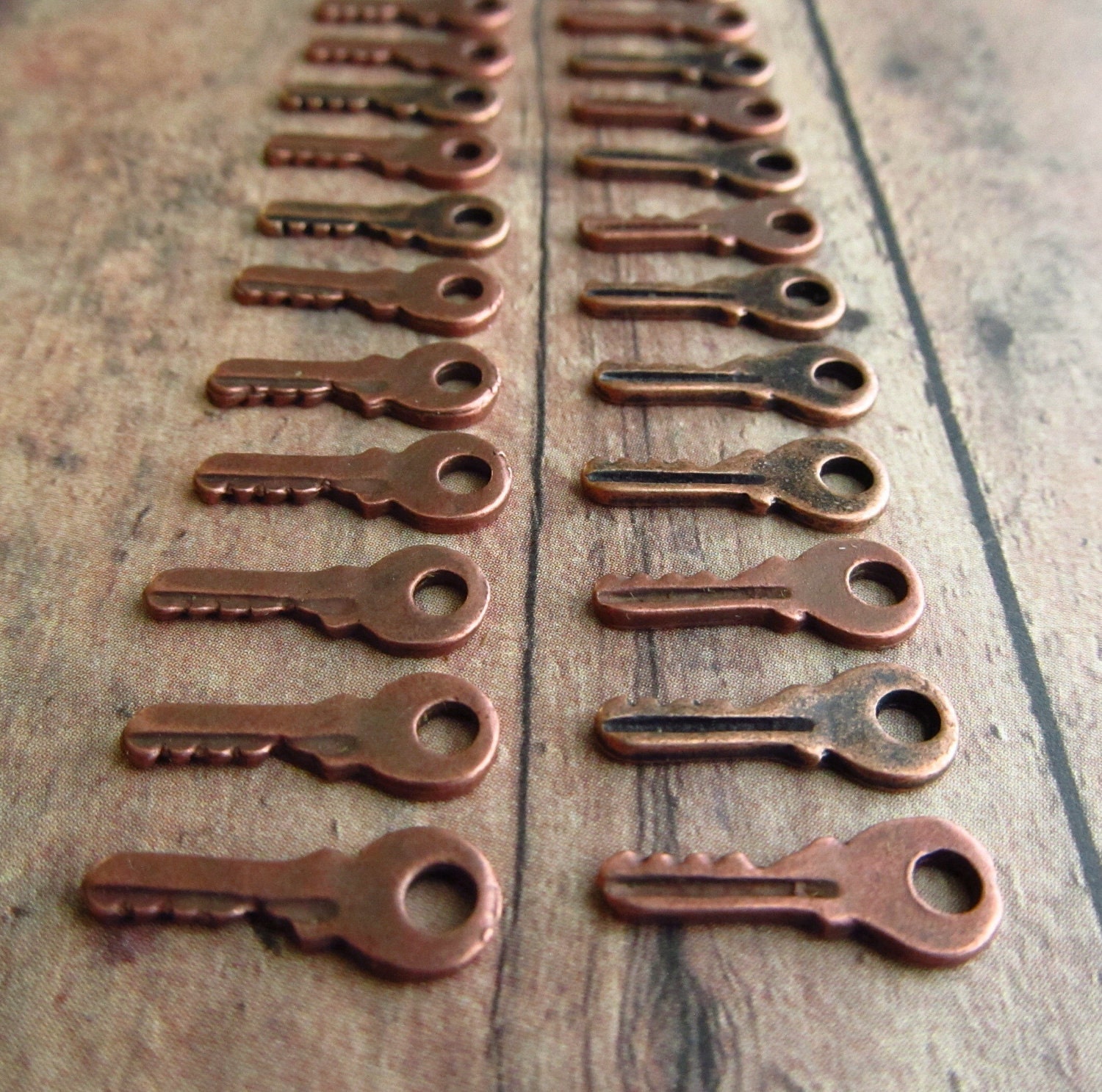 Super TINY Copper Key Charms - Set of 24 Keys