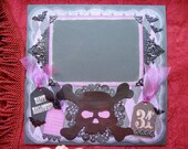 12x12  Gothic Scrapbook Page - Halloween Skull and Crossbones - Premade and Ready to Frame Layout