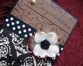 Gothic Congratulations Greeting Card - Goth Damask & Dots - Wedding, Graduation