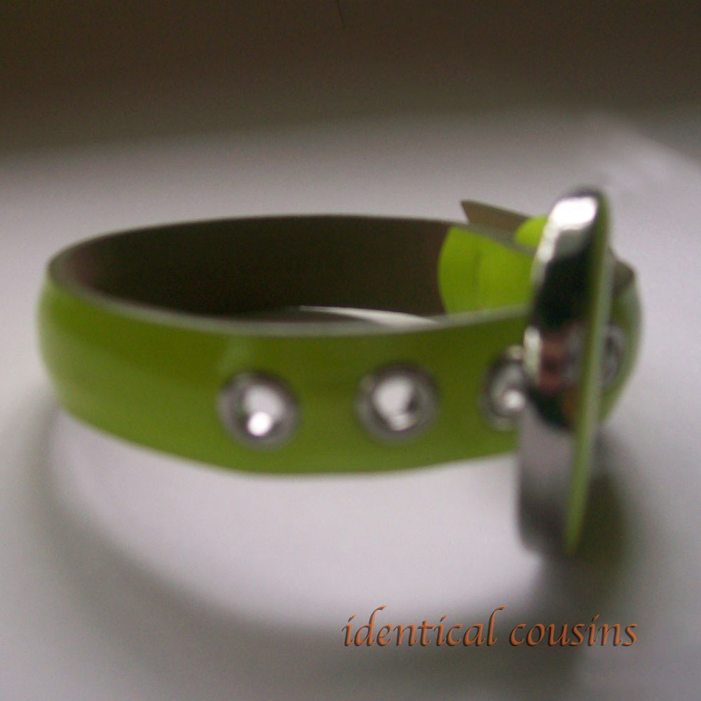 SALE  Handmade "beltlet" Bracelet Lime Green Recycled Upcycled Belt