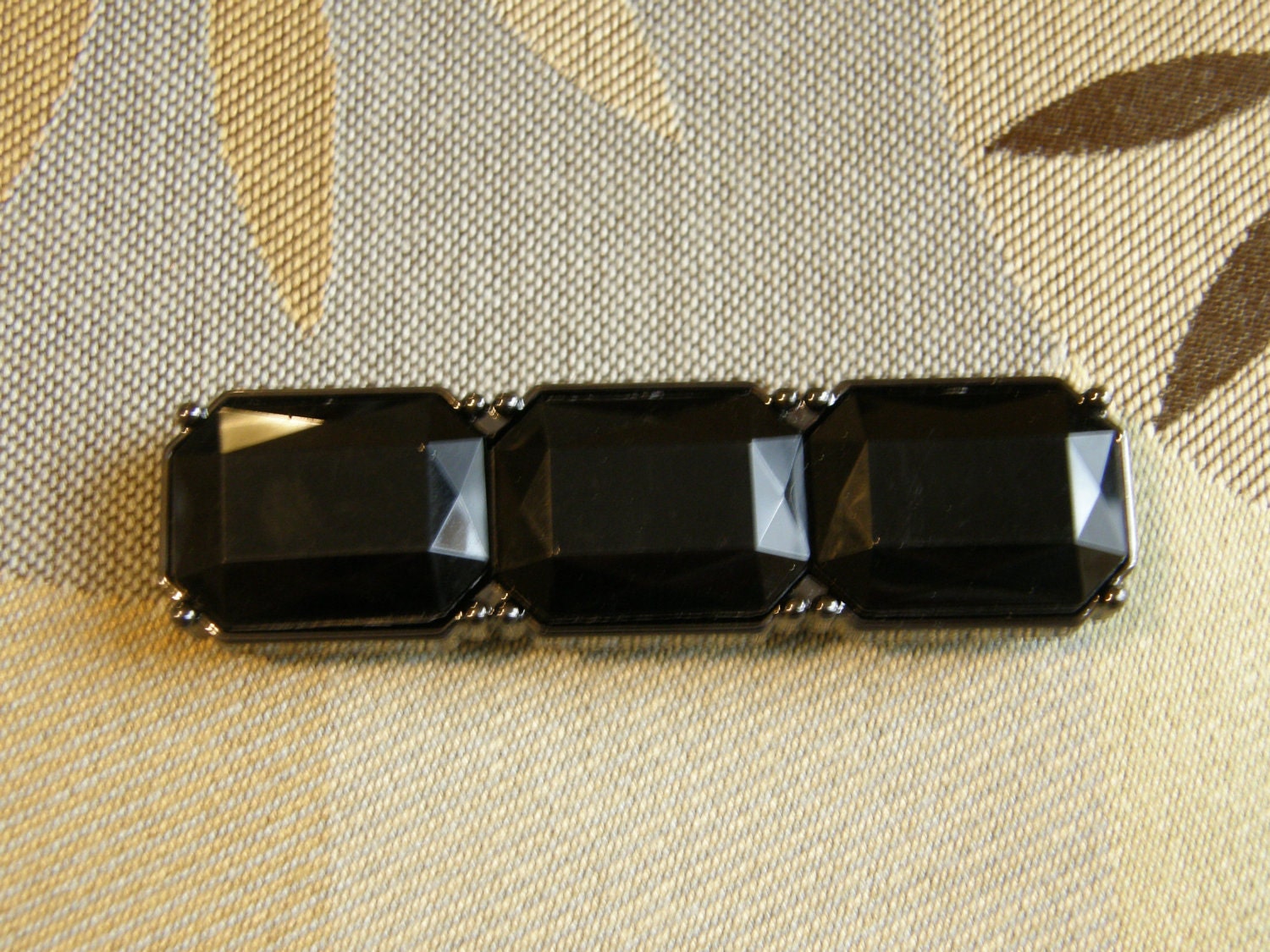 Fancy Black Stone Magnets  Set of Three  Upcycled