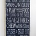 Table Manners / Dinner Rules - Typography Art Sign - Solid Wood Kitchen Sign
