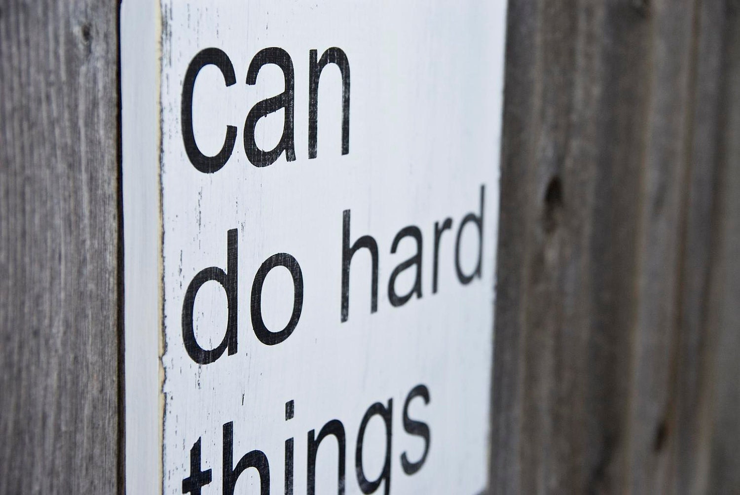 NEW - We Can Do Hard Things Typography Sign - Black and White - Solid Wood Subway Art - Distressed - Pick Your Own Colors