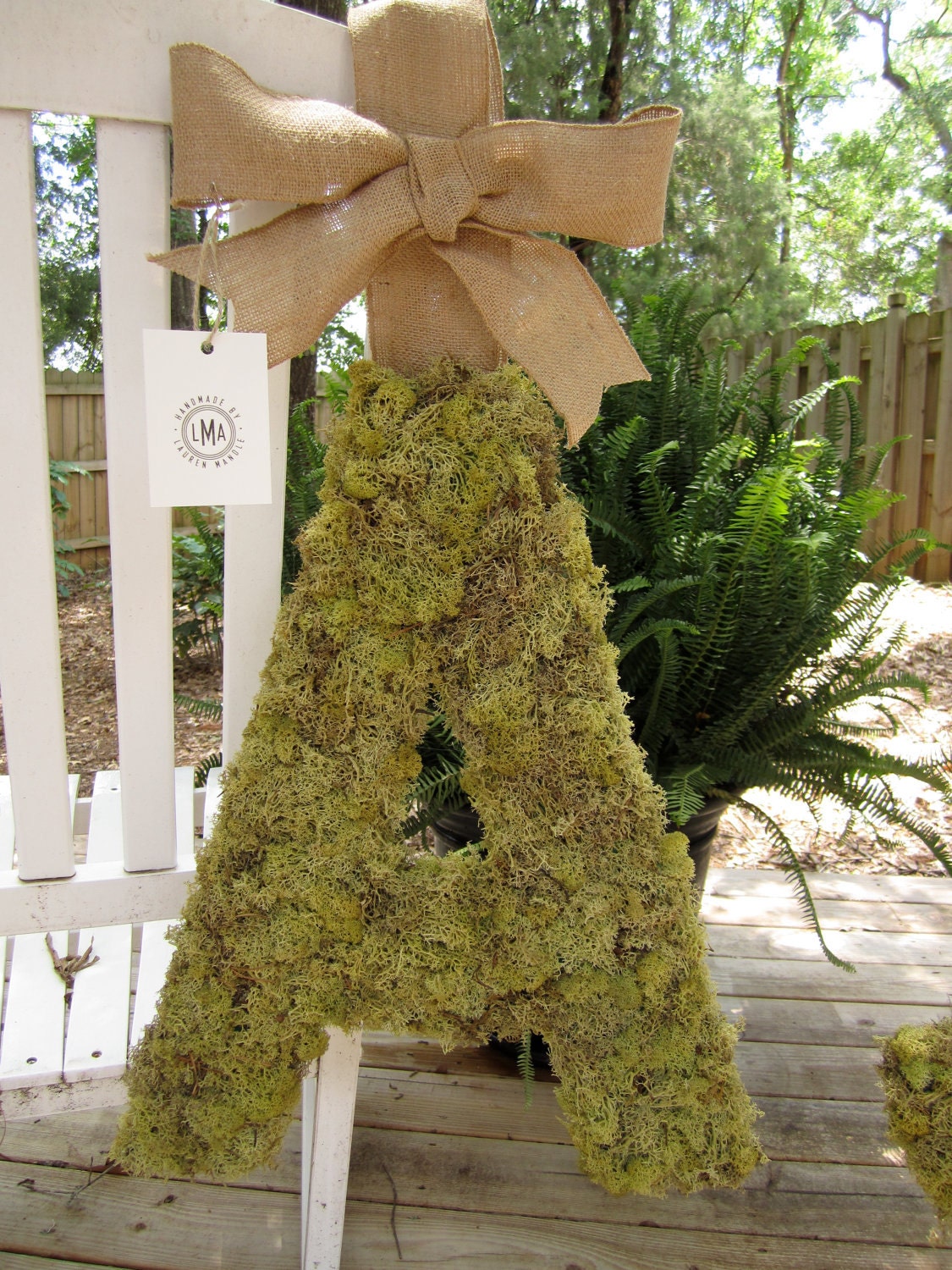set of two 24 inch moss covered wedding monogram letters
