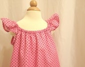 Pretty Pink & Black Polka Dot flutter sleeve dress size 5/6 little girl