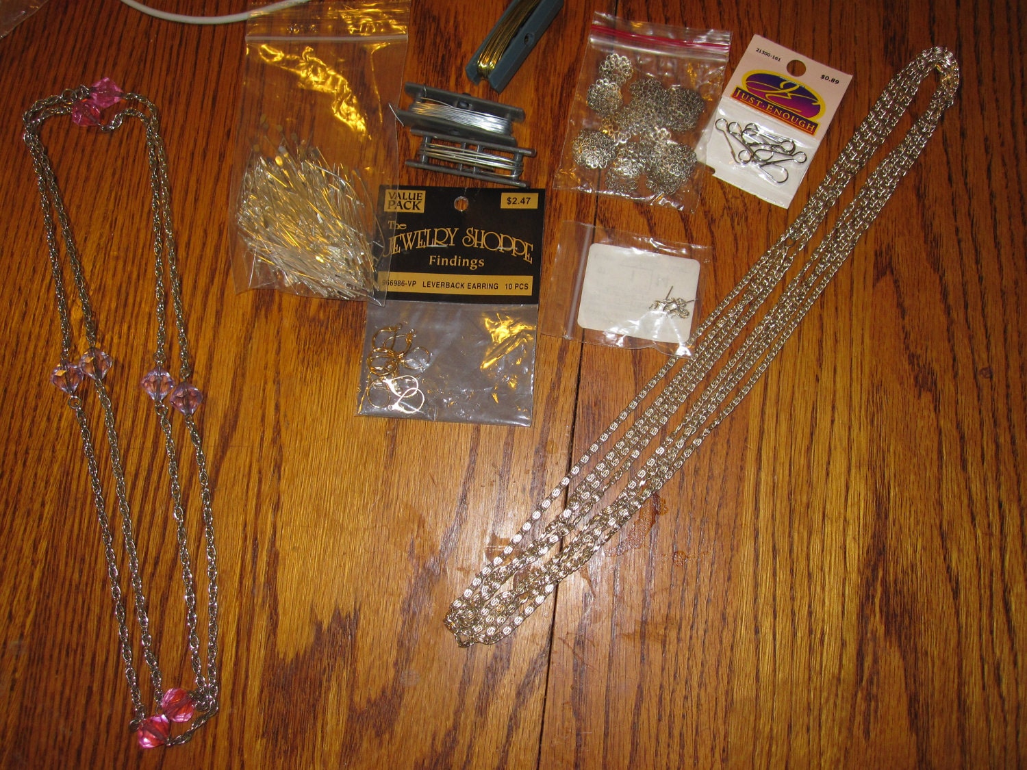HUGE lot of Jewelry making supplies - ear wires, headpins, chain, flexible wire, bracelet clasps, and more