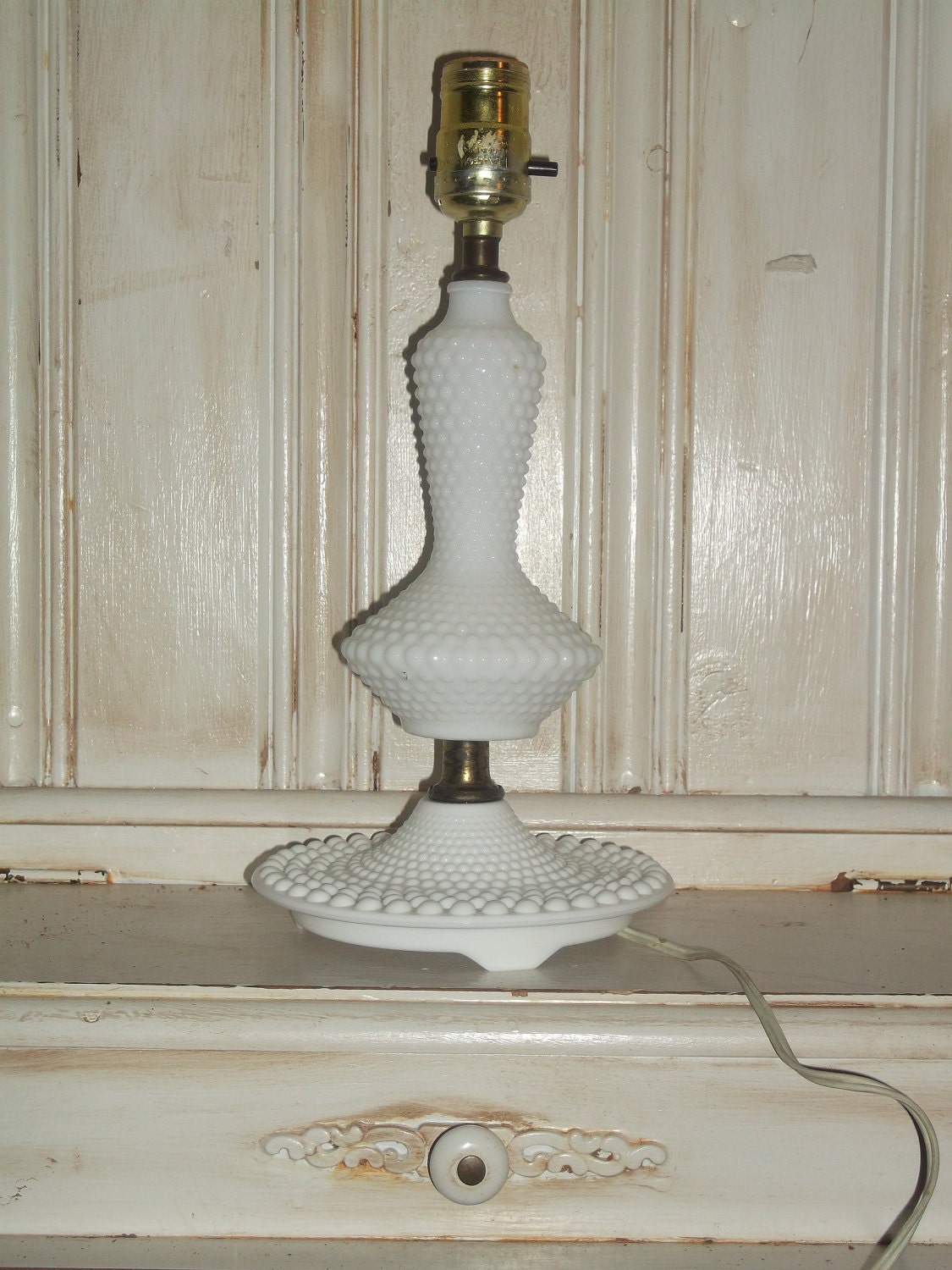 Beautiful Hobnail Milk Glass Lamp - Circa 1930s