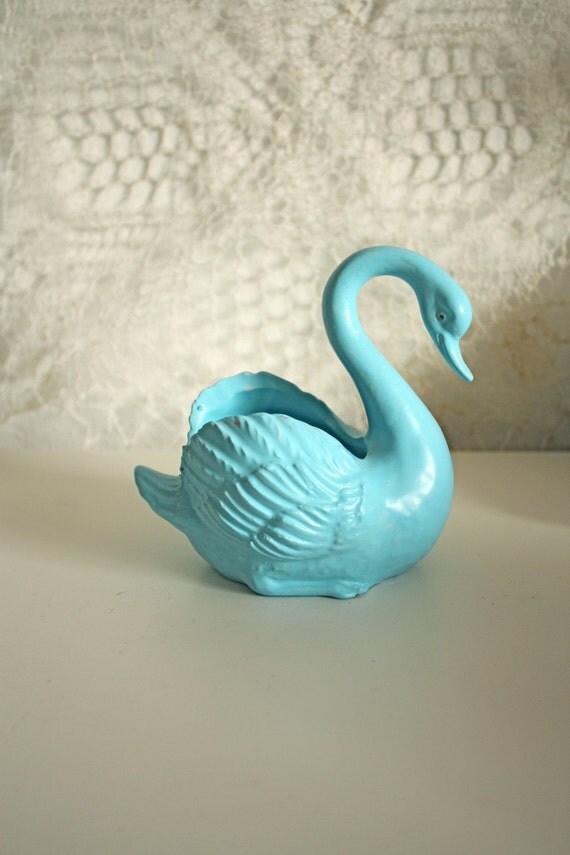 blue swan vintage ceramic figurine vase by gretaloves on Etsy