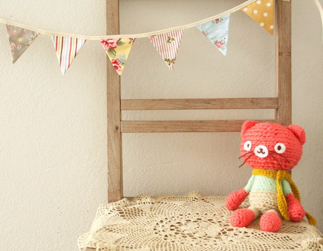 Mini Bunting, Garland, Photo Prop, Floral, Roses, Stripes, Polka Dots - 1.5 yards (Made to Order)