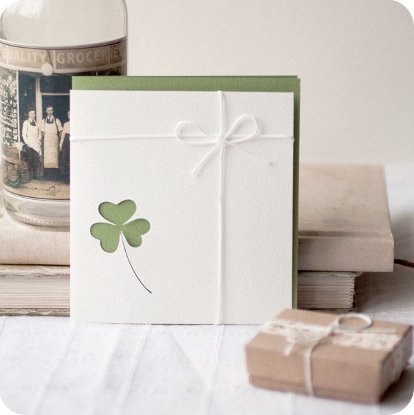 Clover - papercut greeting card - 4 x 4 inches