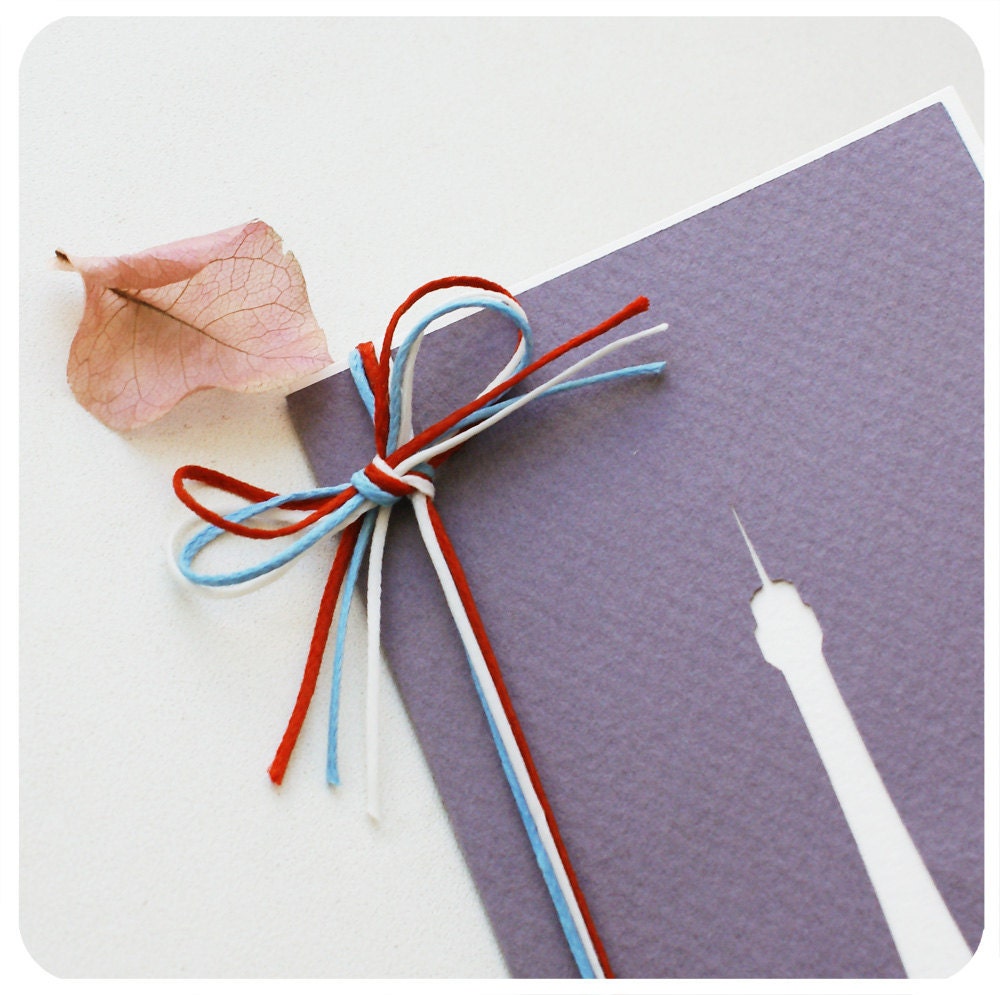 From Paris with love- papercut greeting card - 3x6 inches