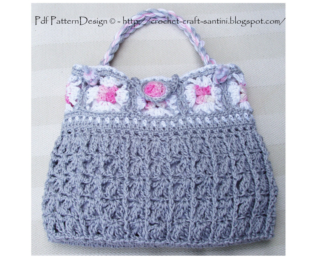Granny Square Grey Bag - Crochet Pattern - Instant Download