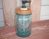 Antique Pint Turquoise Blue Ball mason jar soap dispenser