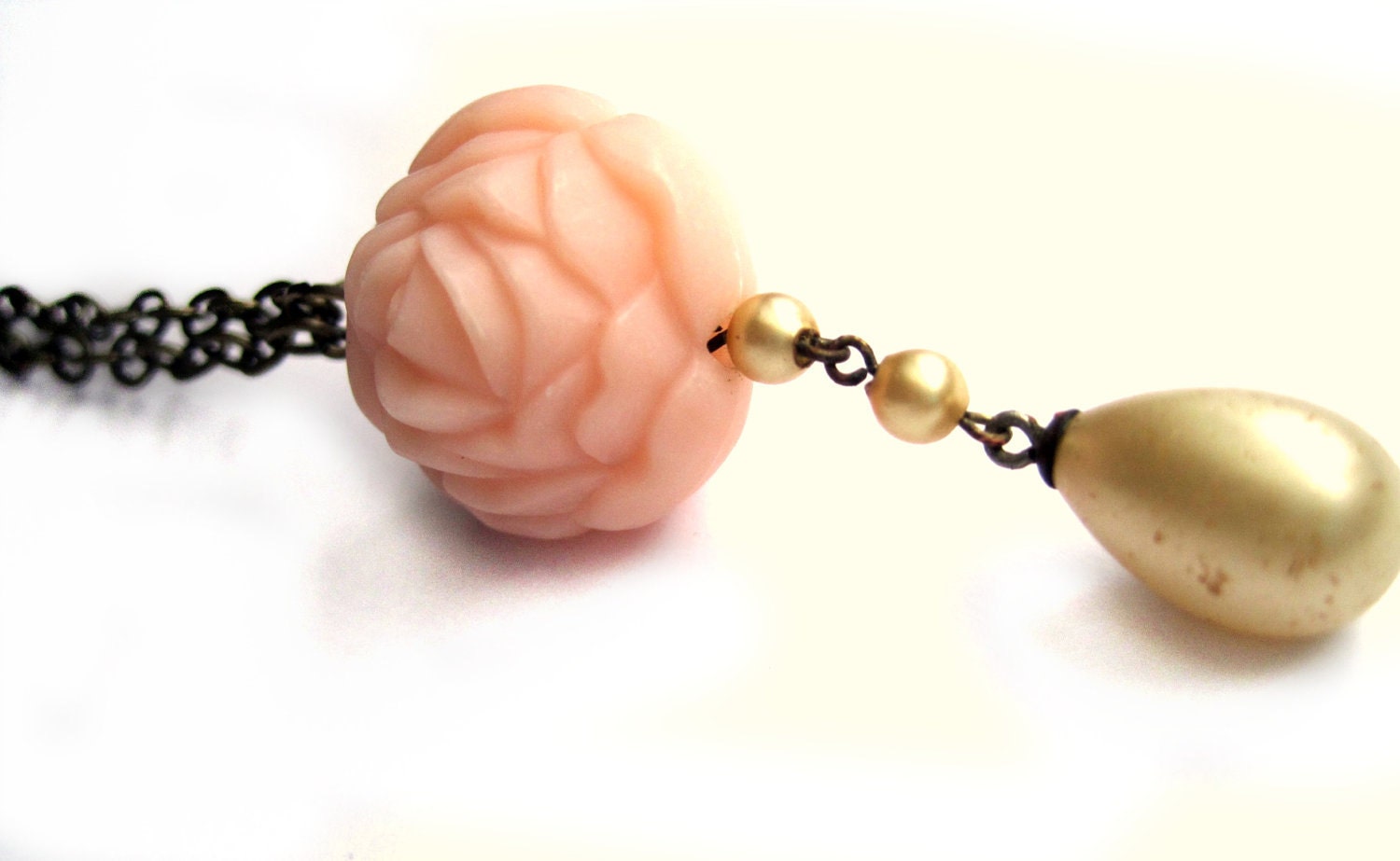 RESERVED - Antique necklace, shabby chic - Vintage rose, vintage pearls, pearl drop necklace - gorgeous, upcycled, tea, garden