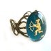 Blue ring - Vintage button, vintage cameo - Sagittarius, Archer - Zodiac, star sign - gold, blue, brass filigree ring