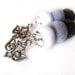 Pom pom earrings - gradual greys - Grey earrings - ombre graduated tones - neutral colors - silver earrings - BIRD dangles, dove charms