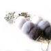 Pom pom earrings - gradual greys - Grey earrings - ombre graduated tones - neutral colors - silver earrings - BIRD dangles, dove charms