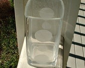 Polka Dot Etched Vase in rectangular square shape. Funky, Kitschy, and Fun