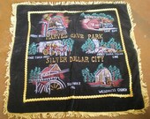 Vintage Souvenir Black Velvet Pillowcase Silver Dollar City and Marvel Cave Park Missouri
