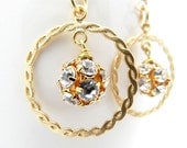 Gold Earrings, Dangle Earrings, Swarovski Earrings, Hoop Earrings, Rope Earrings