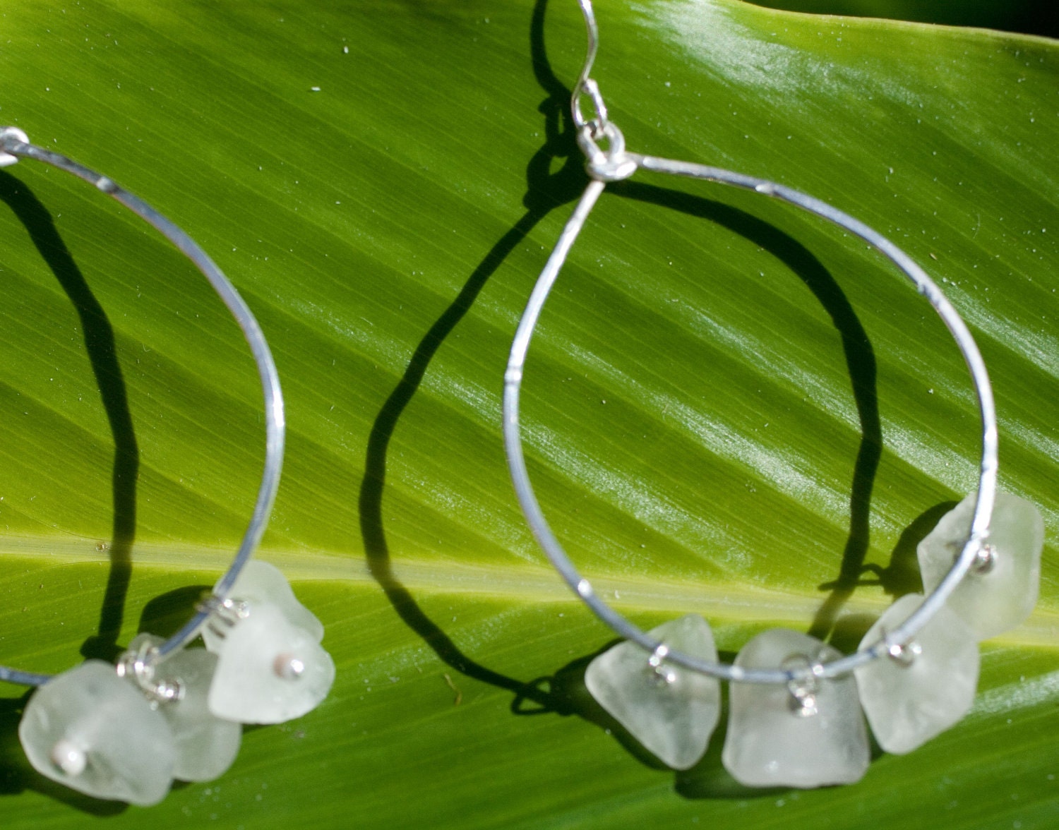 Clear Maui Found Seaglass Handmade Sterling Silver Earrings
